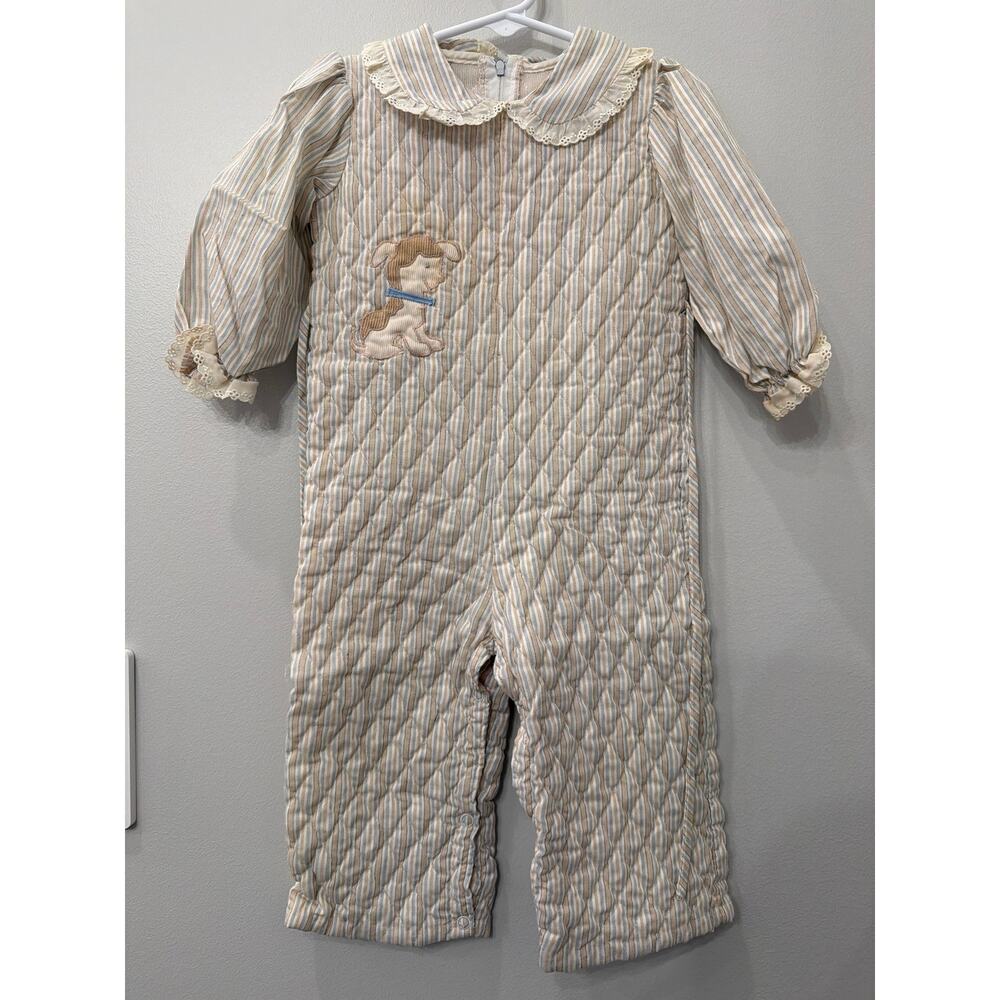 Vintage baby romper with dog design